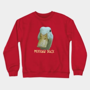 Quirky Peeking Duck Face Over Punny Asian Text Crewneck Sweatshirt